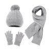 Womens Winter Knit Warm Hat Beanie Long Scarf Touchscreen Gloves Set Caps Neck Scarves Gift Set for (D1-Grey, One Size) view 1