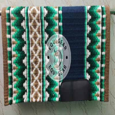 EQUIGEAR Western Ranch Horse Saddle Blanket New Zealand Wool Western Design Handmade Saddle Blanket Top Wool Pad Sensor Flex (Customization Available) ZB-075 (34" x 34")