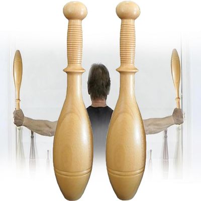 CBLdF Wood Indian Clubs Pair 2lb for Training Wooden Mace Exercise Club for Strength Training Weight Lifting Fitness/Training/Exercise Warm Up Clubbell-0.75kg/1.65lb