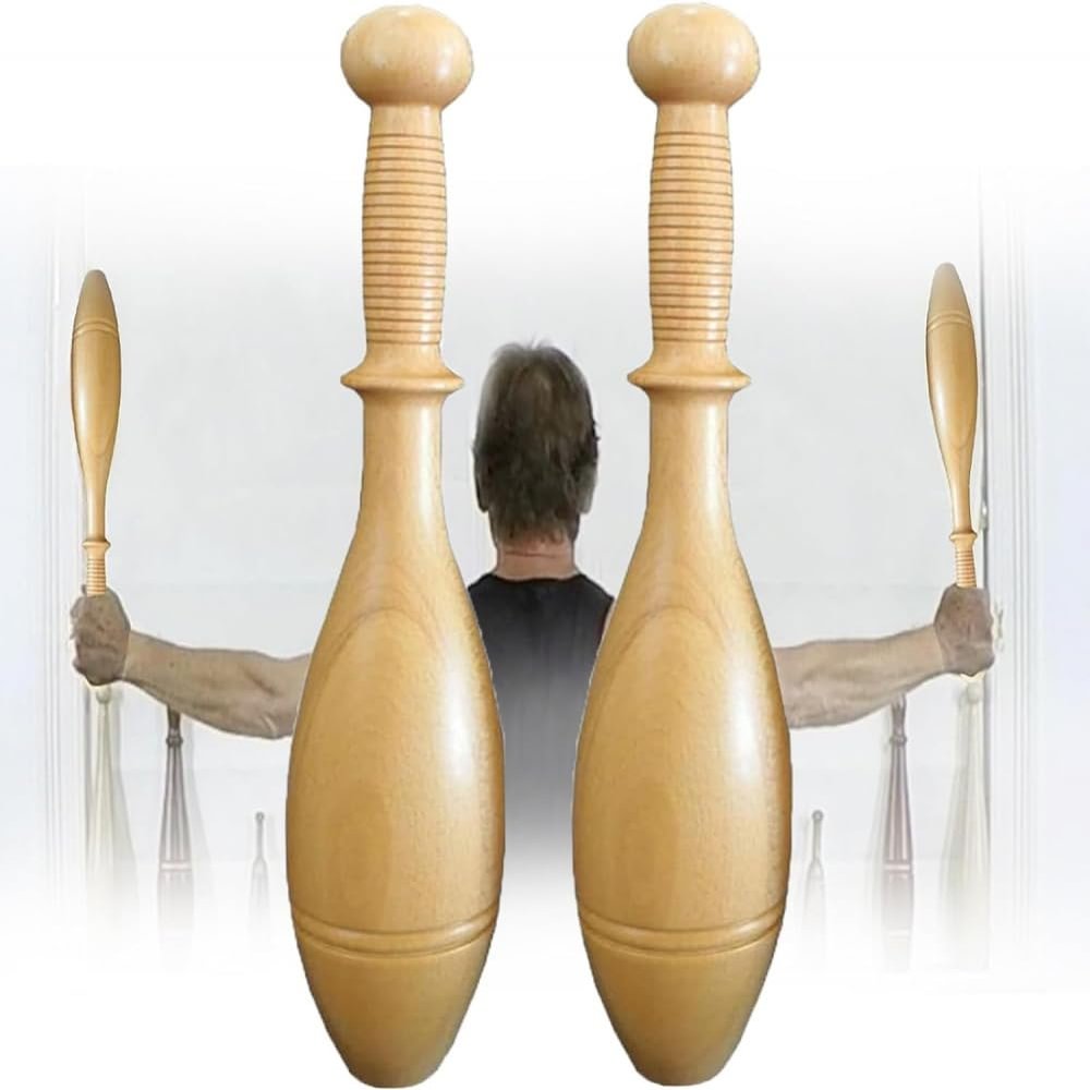 CBLdF Wood Indian Clubs Pair 2lb for Training Wooden Mace Exercise Club for Strength Training Weight Lifting Fitness/Training/Exercise Warm Up Clubbell-0.75kg/1.65lb