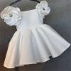 MESSIYO Kids Toddler Infant Baby Girls Birthday Dress Solid Flower Princess Pageant Dress Party Prom Easter (White, 2-3 Years) view 2