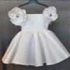 MESSIYO Kids Toddler Infant Baby Girls Birthday Dress Solid Flower Princess Pageant Dress Party Prom Easter (White, 2-3 Years) view 3