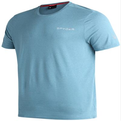 Spyder Mens Active Shirts - Quick Dry Lightweight Short Sleeve Mens Shirts Athletic Performance Gym Workout Shirts for Men, Size Small, Blue Steel Heather