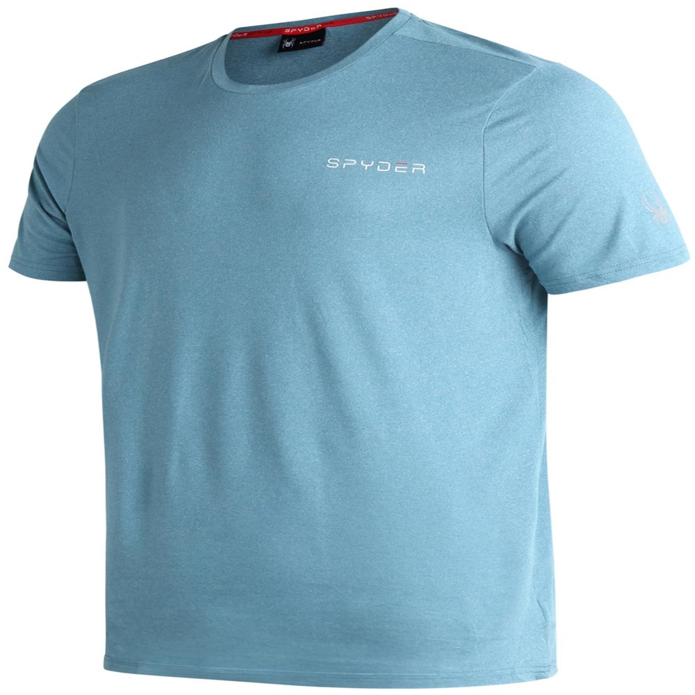 Spyder Mens Active Shirts - Quick Dry Lightweight Short Sleeve Mens Shirts Athletic Performance Gym Workout Shirts for Men, Size Small, Blue Steel Heather