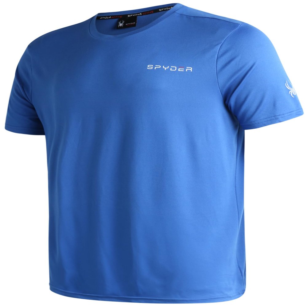 Spyder Mens Active Shirts - Quick Dry Lightweight Short Sleeve Mens Shirts Athletic Performance Gym Workout Shirts for Men, Size Small, Royal