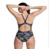 ARENA Women's Swimsuit Halftone Team Print MaxLife Sports Suit Light Drop Back One Piece Bathing Suit Competition Training Racing Swimwear, Navy/Team Navy Yellow, US Size 32 view 2