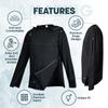 Post Shoulder Surgery Shirts for Women/Men Full Open Snap Design Recovery Clothing for Broken Arm Rotator Cuff | Unisex Fit - Long Sleeve (US, Alpha, Large, Regular, Regular, Black) view 4