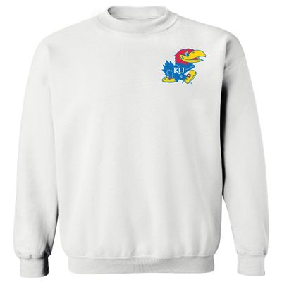 CornBorn Kansas Jayhawks Apparel Men Sweatshirt - Crewneck Kansas Primary Logo - White - XL