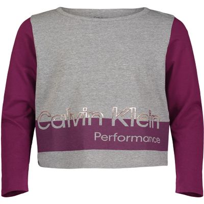 Calvin Klein Girls' Performance Long Sleeve Sport T-Shirt, Grey Barred, 8-10