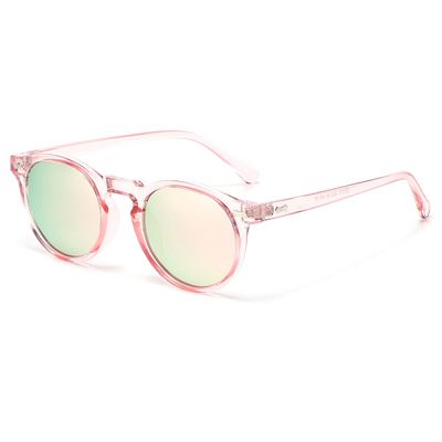 JOVAKIT Vintage Kids Polarized Sunglasses for Girls Boys Age 2-9, Round Sun Glasses for Children UV400 Protection (Pink/Pink Mirror)