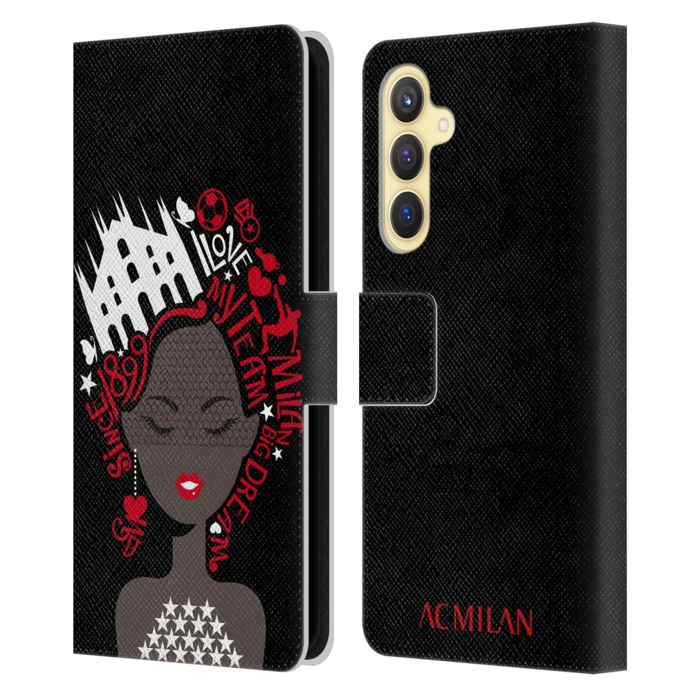 Head Case Designs Officially Licensed AC Milan I Love My Team Children Leather Wallet Case Compatible with Samsung Galaxy S23 FE 5G