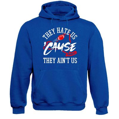 Xtreme Apparrel New York - They Hate Us 'Cause They Ain't Us Men's Hoodie Sweatshirt for Football Fans (Royal Hoodie, 2XL)