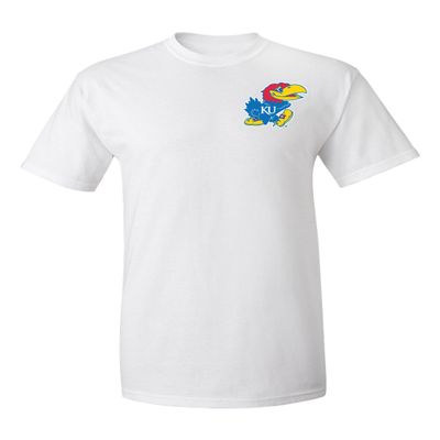 CornBorn KU Shirt Men - Kansas Tshirt - Kansas Jayhawks Apparel Mens - Primary Logo - White - 2X-Tall