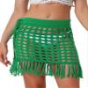 Allegra K Crochet Skirt for Women Crochet Skirt Tassel Mesh Cover Up Skirts Drawstring Beach Skirt Medium Green view 1