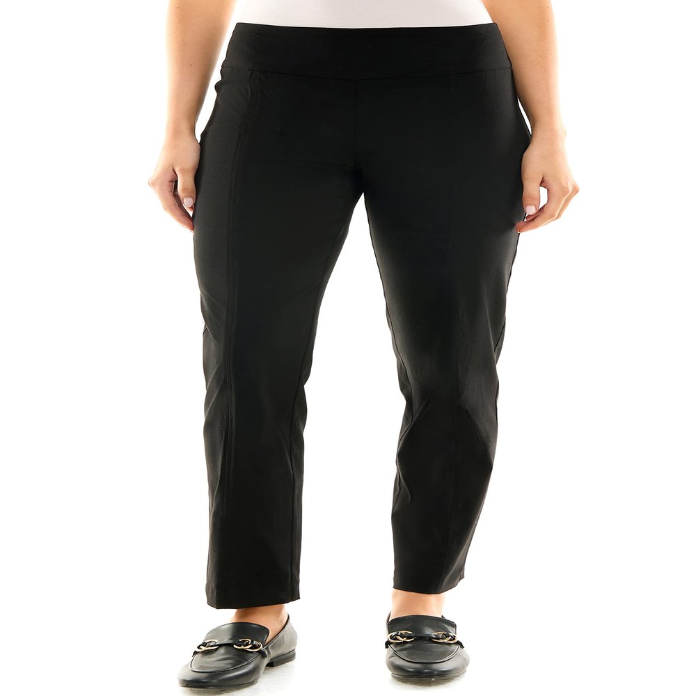 Zac & Rachel Women's Millennium Fabric - Slim Leg Pull-On Pant, Black, 16S