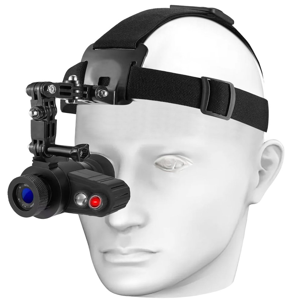 Head-Mounted Night Vision Monocular Goggles with Elastic Head Strap, Default 7X Magnification, Digital Infrared NVG Equipment 1148FT Range with 1.54in HD Screen, Rechargeable for Ghost Hunting Camping