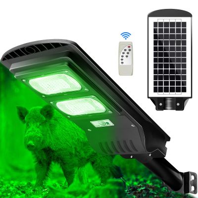SuiROYI Hog Hunting Lights, Solar Green Light for Hunting Hogs Deers,Motion Activated Feeder Lights with Remote,19" Bracket is Included