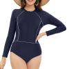 Women's One Piece Athletic Racerback Swimsuit Slimming Bathing Suit Front Zip Tummy Control Training Racing Swimwear view 1
