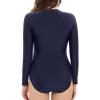 Women's One Piece Athletic Racerback Swimsuit Slimming Bathing Suit Front Zip Tummy Control Training Racing Swimwear view 3