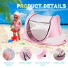 Baby Beach Tent, Large Pop Up Beach Tent Sun Shade with Mosquito Net, UPF 50+ UV Protection Sun Shelter (Pink) view 2