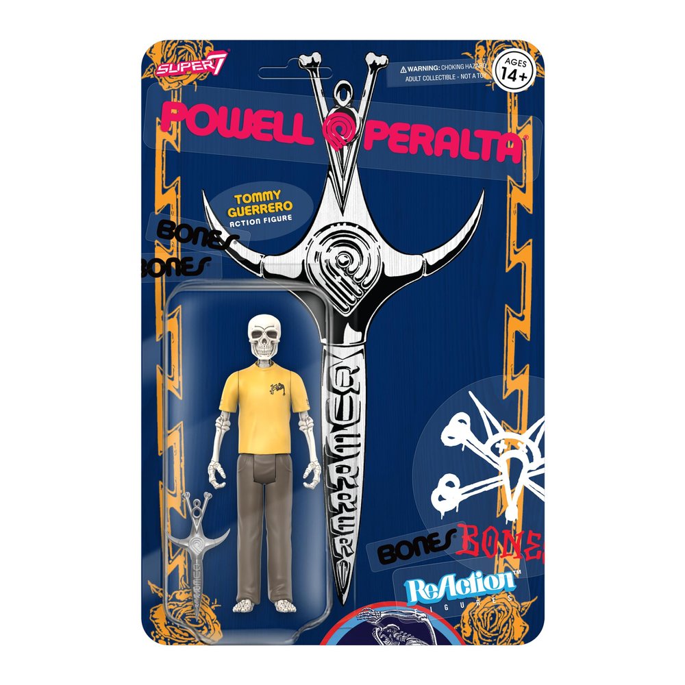 Super7 Powell-Peralta Tommy Guerrero (V8 Dagger/Sacto '86) - 3.75" Powell-Peralta Action Figure with Accessory Classic Skateboard Collectibles and Retro Toys