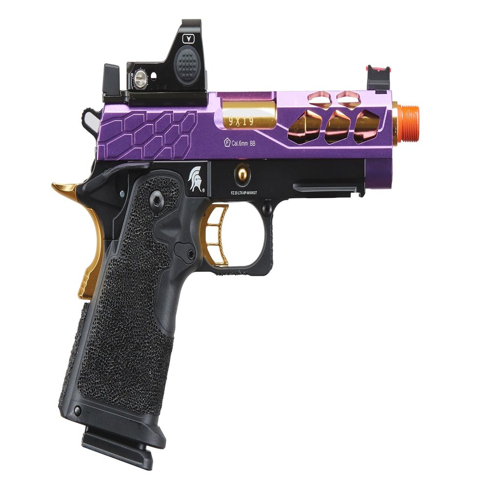 Lancer Tactical STRYK Hi-Capa 4.3 Gas Blowback Airsoft Pistol with Red Dot Mini Sight (Black/Purple)