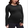 CRZ YOGA Butterluxe Maternity Crewneck Long Sleeve Shirts - Athletic Yoga Casual Pregnancy Womens Tee Tops Basic Layer Soft Black XX-Small view 1