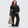 CRZ YOGA Butterluxe Maternity Crewneck Long Sleeve Shirts - Athletic Yoga Casual Pregnancy Womens Tee Tops Basic Layer Soft Black XX-Small view 4