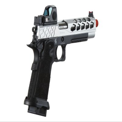 Lancer Tactical STRYK Hi-Capa 5.1 Gas Blowback Airsoft Pistol with Red Dot Mini Sight (Black & Silver)