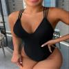 UKJ One Piece Bikini Sexy Back Swimsuit Swimsuit Black, Large view 2