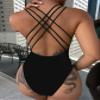 UKJ One Piece Bikini Sexy Back Swimsuit Swimsuit Black, Large view 3
