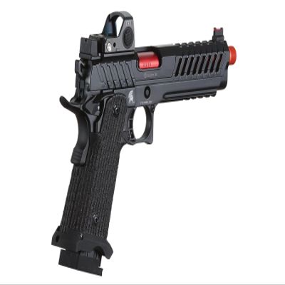 Lancer Tactical Knightshade Hi-Capa Gas Blowback Airsoft Pistol with Red Dot Mini Sight (Black/Red)