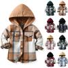 Toddler Kids Plaid Shacket Jacket Boys Girls Flannel Shirts Long Sleeve Button Down Hooded Jackets (C, 18-24 Months) view 3