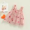 Baby Girl Tutu Dress Lace Short Puff Sleeve Floral Casual Beach Sundress Princess Dresses Summer Clothes (Pink Pineapple, 3-4 Years) view 3