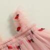 Baby Girl Tutu Dress Lace Short Puff Sleeve Floral Casual Beach Sundress Princess Dresses Summer Clothes (Pink Pineapple, 3-4 Years) view 4