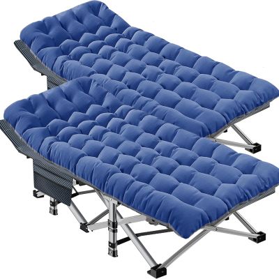 DoCred Oversized XXL Folding Camping Cot with Mattress, 2 Pack Heavy Duty Sleeping Cot Bed Portable Adults Outdoor Bed with Carry Bag, Travel Camp Cots