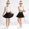 Bkixhv Girls Tennis Skirt with Pocket 2 in 1 Girls Black Athletic Skort with Spandex Liner V Crossover Stretch Waist view 2