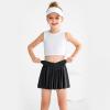 Bkixhv Girls Tennis Skirt with Pocket 2 in 1 Girls Black Athletic Skort with Spandex Liner V Crossover Stretch Waist view 3
