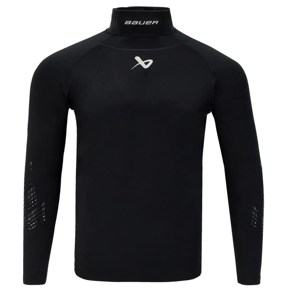 Bauer Hockey Neck Protect Long Sleeve Shirt, Senior (Senior X-Large) Black