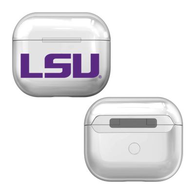 Head Case Designs Officially Licensed Louisiana State University LSU Plain Clear Hard Crystal Cover Compatible with Apple AirPods 3 3rd Gen Charging Case