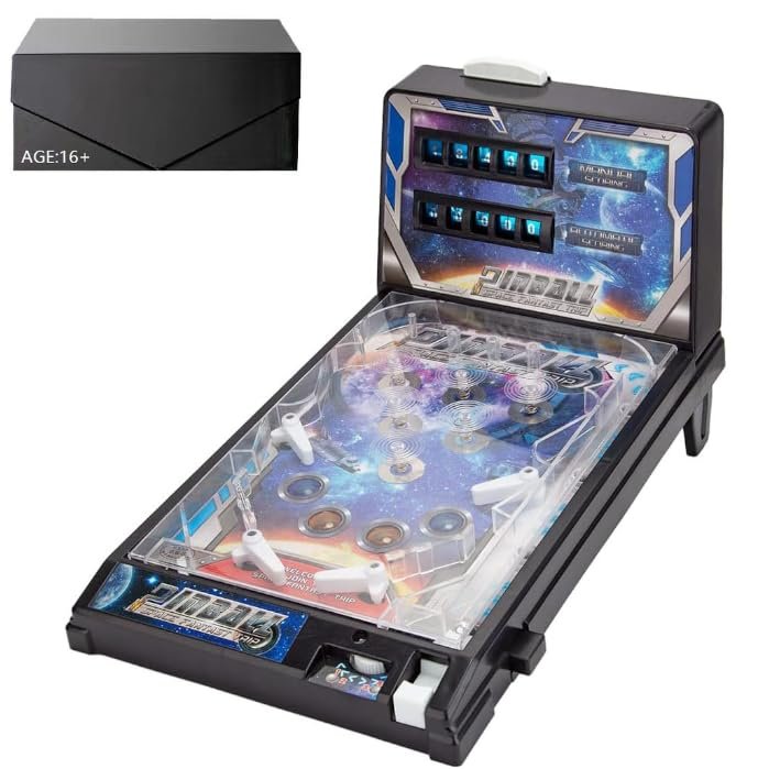 Rasul Mini Pinball Games, Electronic Tabletop Pinball Machine Shooting Toy for Indoor Game Room with Light and Scorekeeper, Desktop Ball Game Retro Nostalgia Arcade Machine for Kids Adults