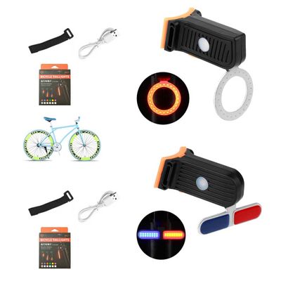 2 Pieces Universal Led Bike Flowing Taillight,Bicycle LED Dripping Tail Light for Any Type of Seatpost,USB Rechargeable,Water Resistant,Bicycle Tail Light for Safe Night Ride (Circle+Warning Light)