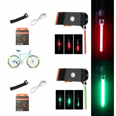 2 Pieces Universal Led Bike Flowing Taillight,Bicycle LED Dripping Tail Light for Any Type of Seatpost,USB Rechargeable,Water Resistant,Bicycle Tail Light for Safe Night Ride (Red+Green)