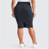 CRZ YOGA Butterluxe Midi Pencil Skirts for Women V Cross High Waist Bodycon Stretch Casual Work Skirt True Navy Small view 2