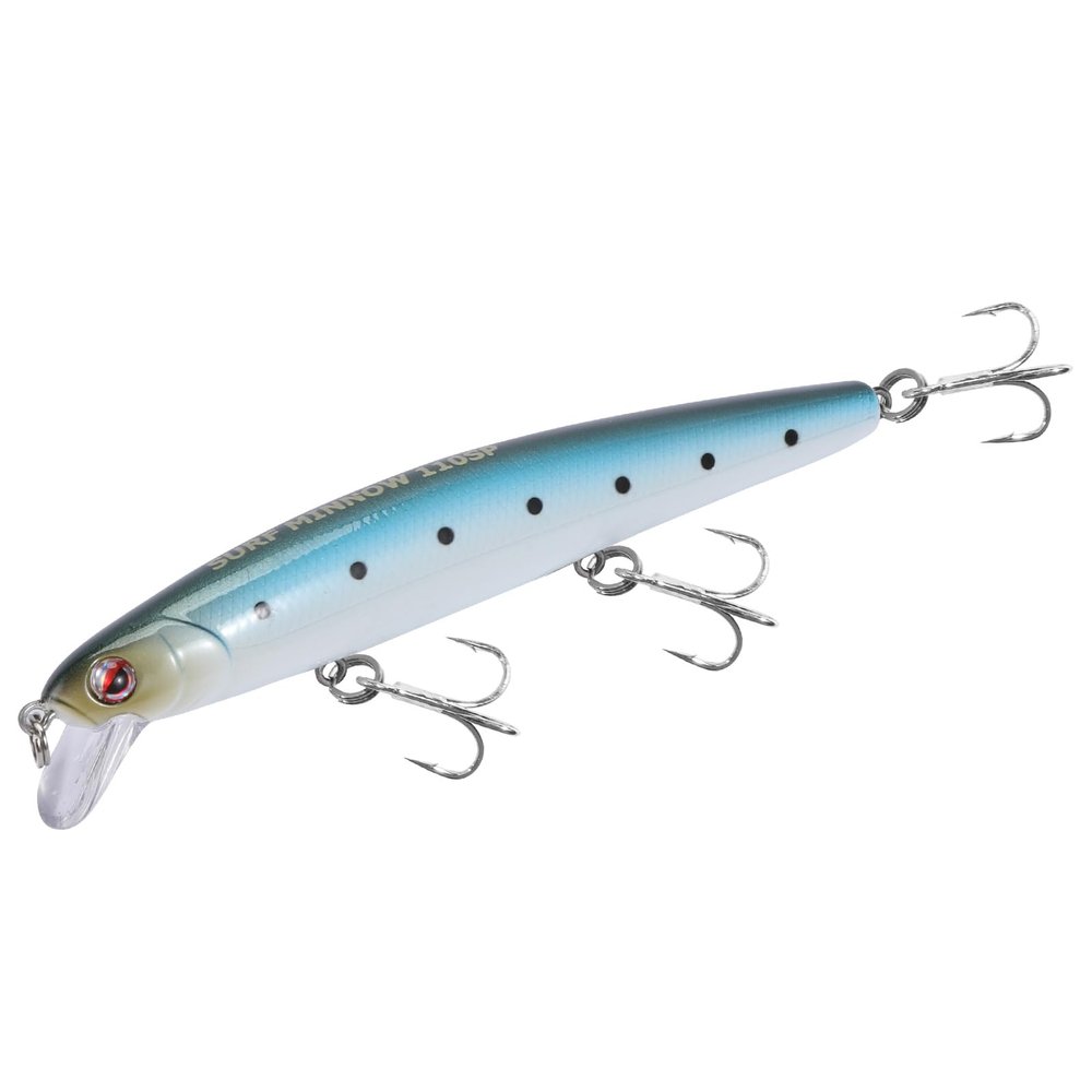 LITTMA California Surf Fishing Lures Saltwater Jerkbait Crankbait Surf Minnow 110 - Metallic Sardine Super Glow & Pearl Pink Belly Glow Lures for Halibut & Striper Fishing