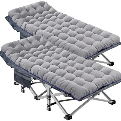 DoCred Oversized XXL Folding Camping Cot with Mattress, 2 Pack Heavy Duty Sleeping Cot Bed Portable Adults Outdoor Bed with Carry Bag, Travel Camp Cots