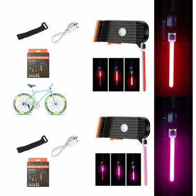 2 Pieces Universal Led Bike Flowing Taillight,Bicycle LED Dripping Tail Light for Any Type of Seatpost,USB Rechargeable,Water Resistant,Bicycle Tail Light for Safe Night Ride (Red+Pink)