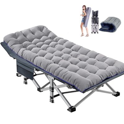 DoCred Oversized XXL Folding Camping Cot with Mattress, Heavy Duty Sleeping Cot Bed Portable Adults Outdoor Bed with Carry Bag, Travel Camp Cots