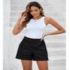 Luvamia Women's Trendy Casual Summer High Waisted Chino Shorts with Ribbed Elastic Waist, Comfy Shorts with Pockets - Business Casual, Size 18, Black view 4