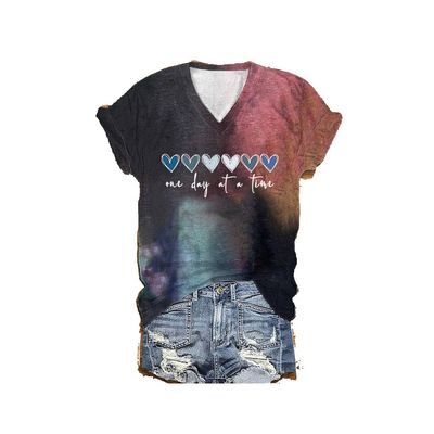 NineFit Basics One Day at A Time Hoodie Vneck Shirts One Day at A Time Shirt Mental Health Shirt Retro Plus Size T Shirts Inspirational Gift Colorful, Large